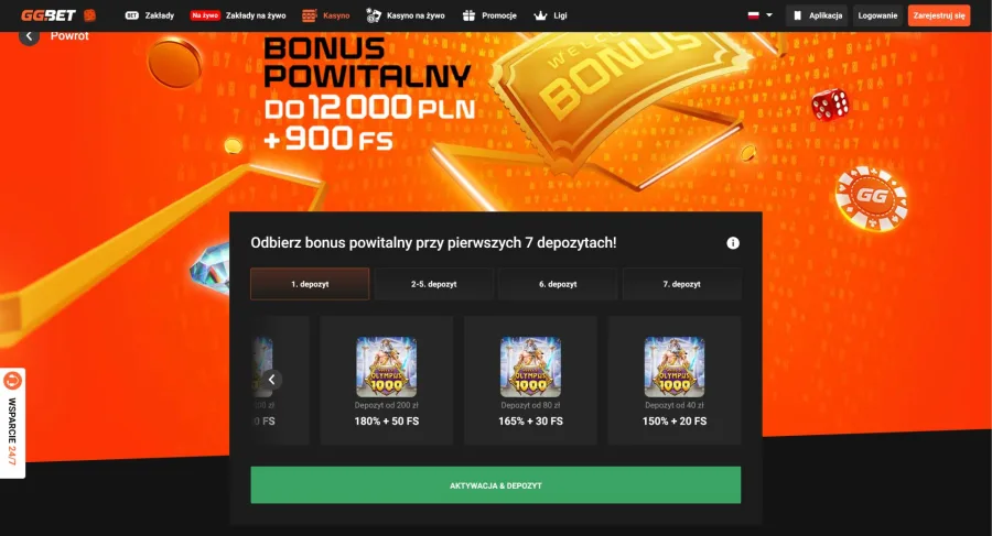 20 darmowych spinów w GGBet Casino